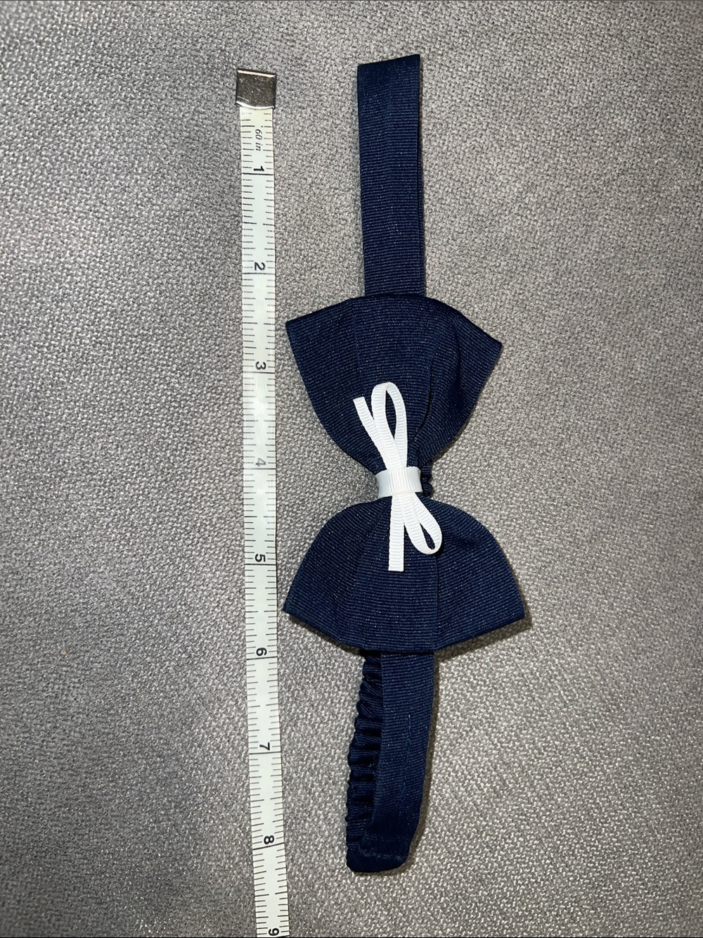 Janie and Jack Navy Bow Headband with White Bow Accent